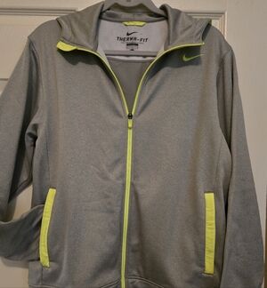 Womens Nike Gray Therma-Fit Jacket with Neon Yellow Details Size M